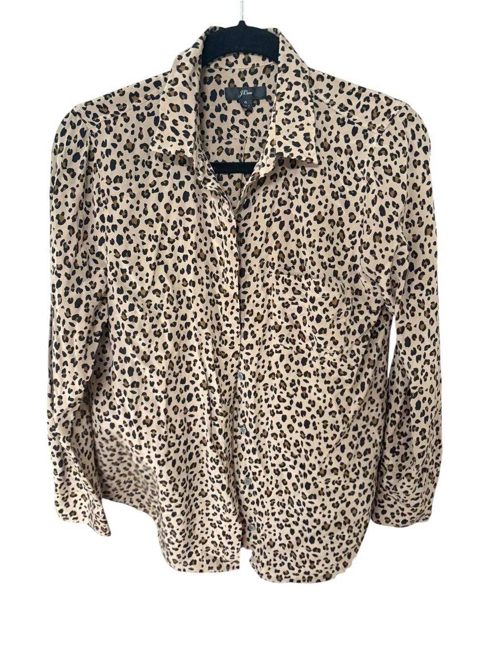 J. Crew Leopard Print Button-Down Silk Shirt in Beige and Black